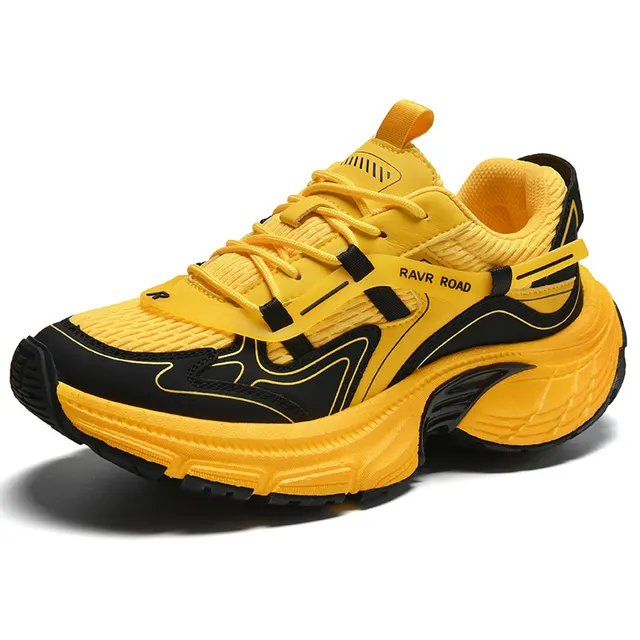 Customized Logo Designer Fashion Shoes Men's Mesh Breathable Walking Style Casual Thick Soled Sports Shoes
