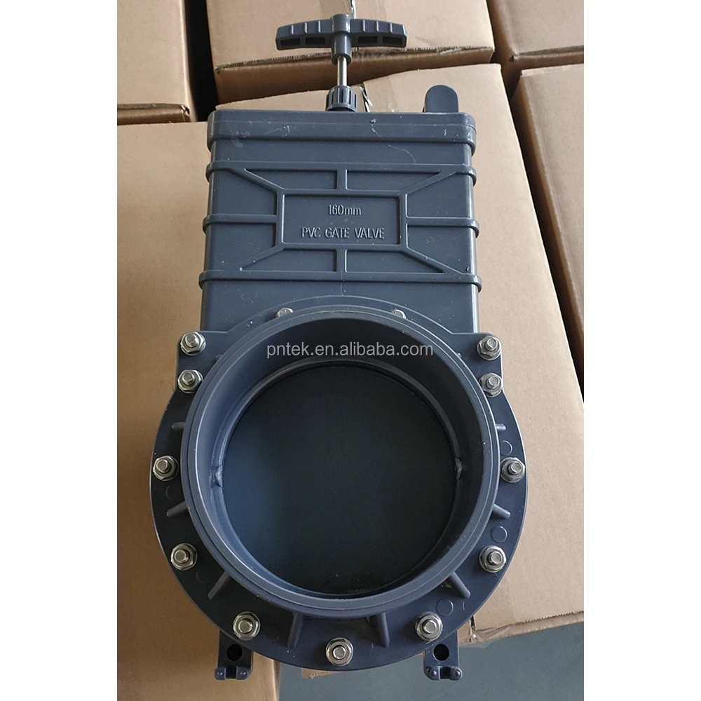 Pntek Plastic Gate Valve Manufacture 1-1/4 to 6 Inch Plastic PVC Water Knife Gate Valves Slide Gate Valve PVC 2 3 4 Inch 6 Inch
