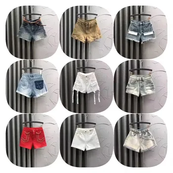 Wholesale new fashion women's raw edge jeans shorts ripped raw edge denim short culottes ladies daily casual