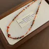 Xk-223 Gold titanium steel natural stone necklace