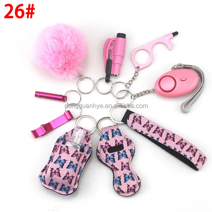 Custom Led Light Women Self Defense Key Chain With Diamond Metal