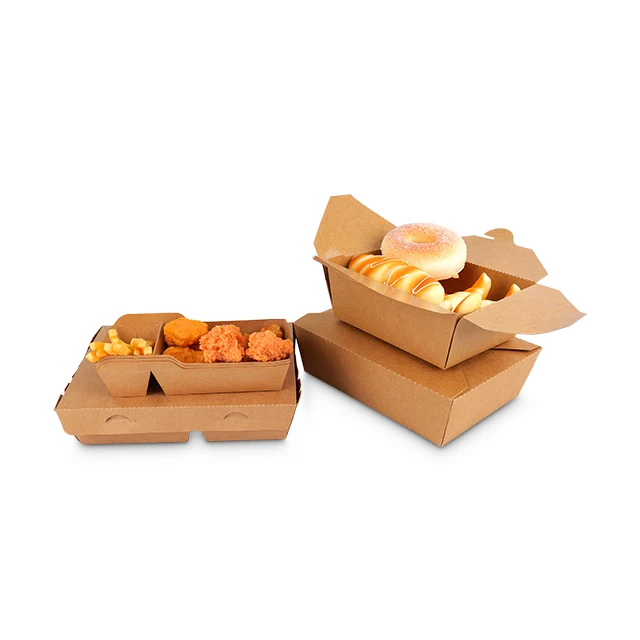 Factory Price Customized Snack Takeaway Lunch Paper Box Fast Food Kraft Paper Box Oil Proofing Box details