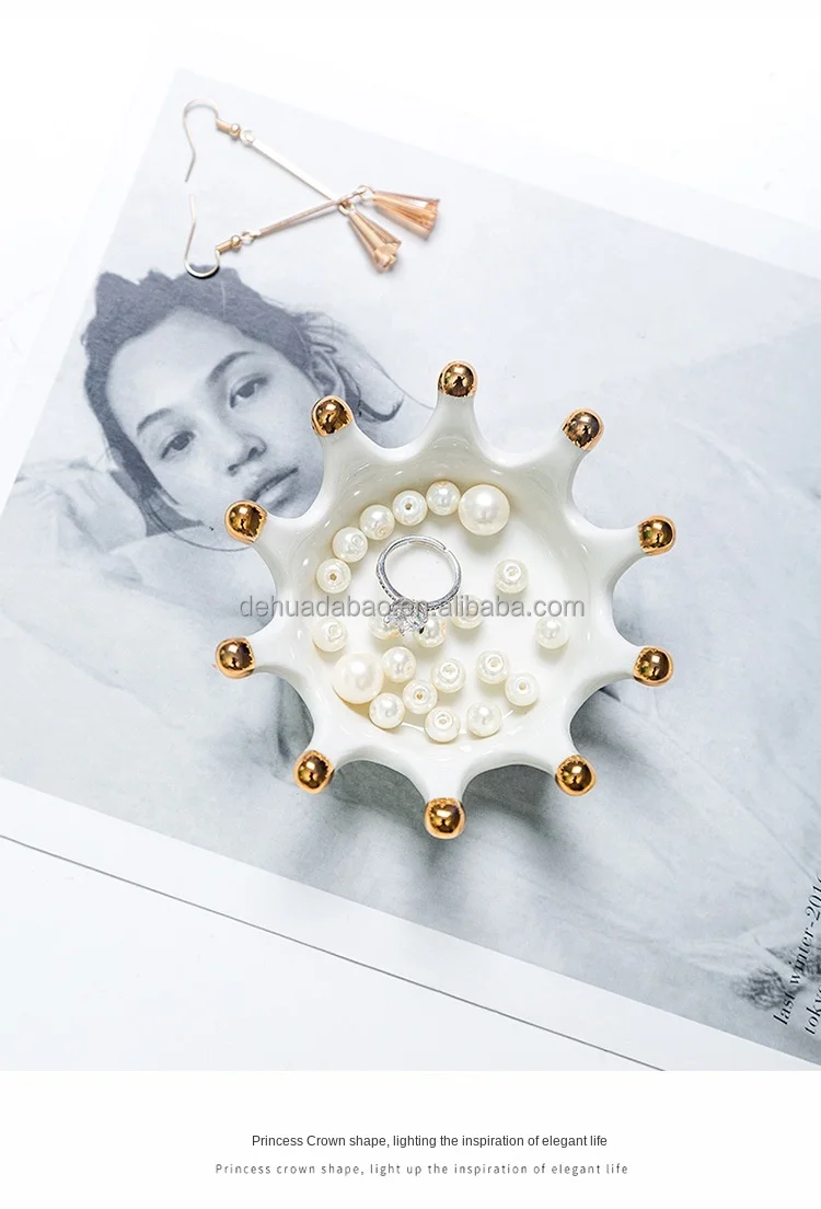Custom Ceramic Ring Holder Jewelry Crown Shape Ring Trinket Tray Dish Birthday Wedding Festival Gifts.jpg