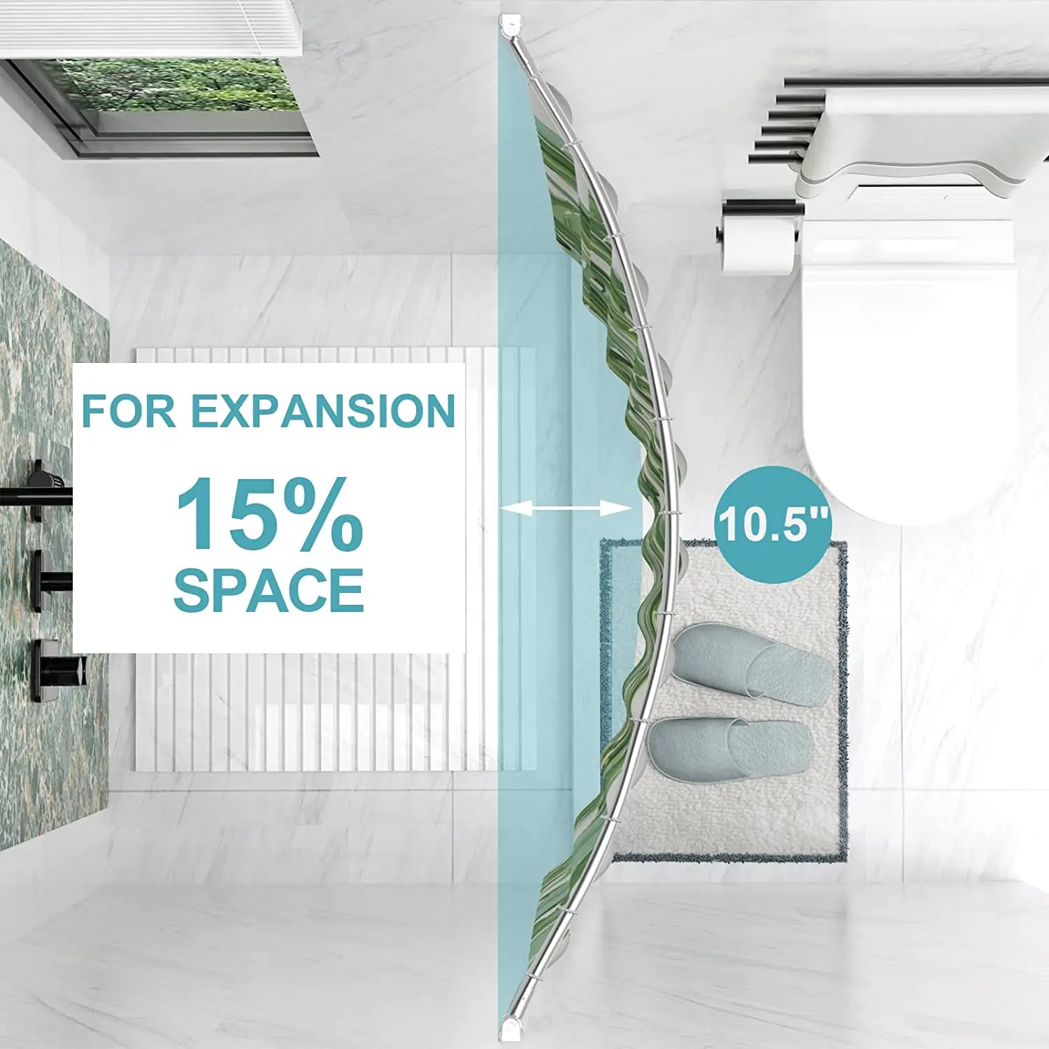 Custom Curved Shower Curtain Rod Adjustable 4372 Inches Stainless