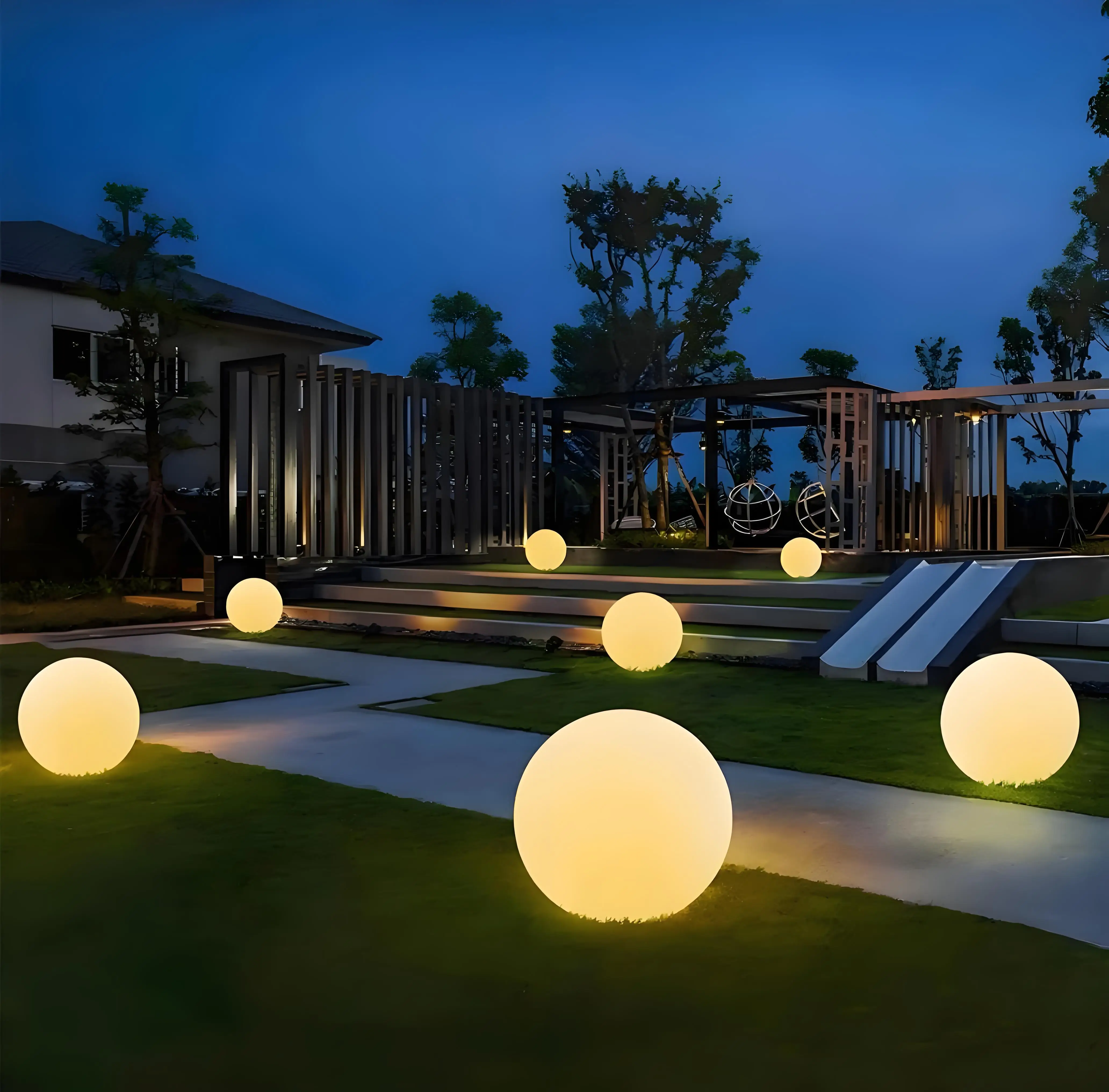 Waterproof IP65 Rechargeable Led Color Changing Solar 20 cm Ball LED Decorative Light for Outdoor Garden Beach