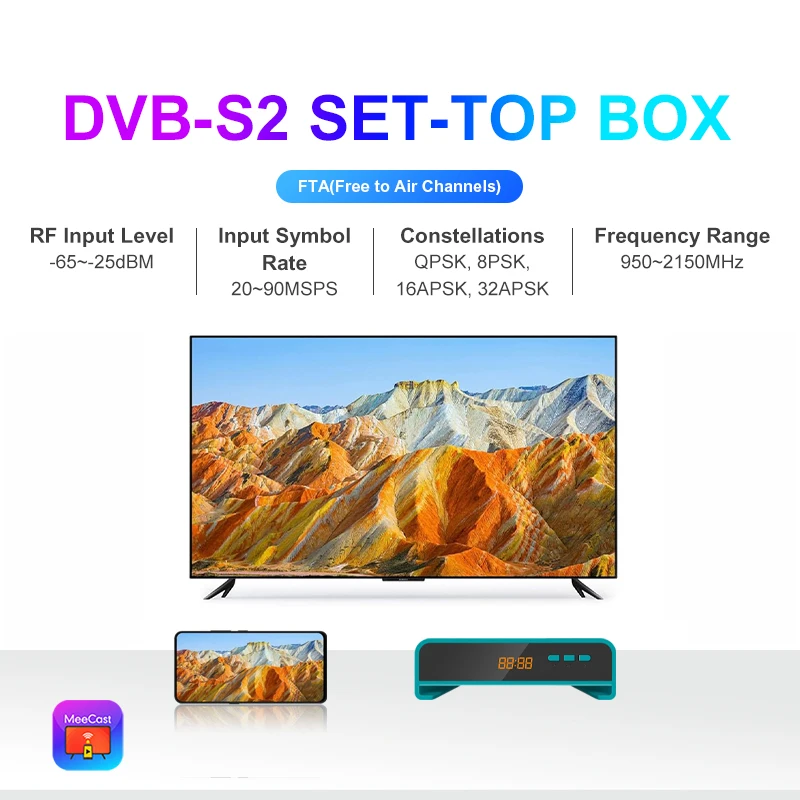 DVB-S2 Fta Set-top Box Mini s2 Receiver Cccam Free Tv Decoder HEVC H.265 HD Dvb s2 Satellite Receiver SET TOP BOX