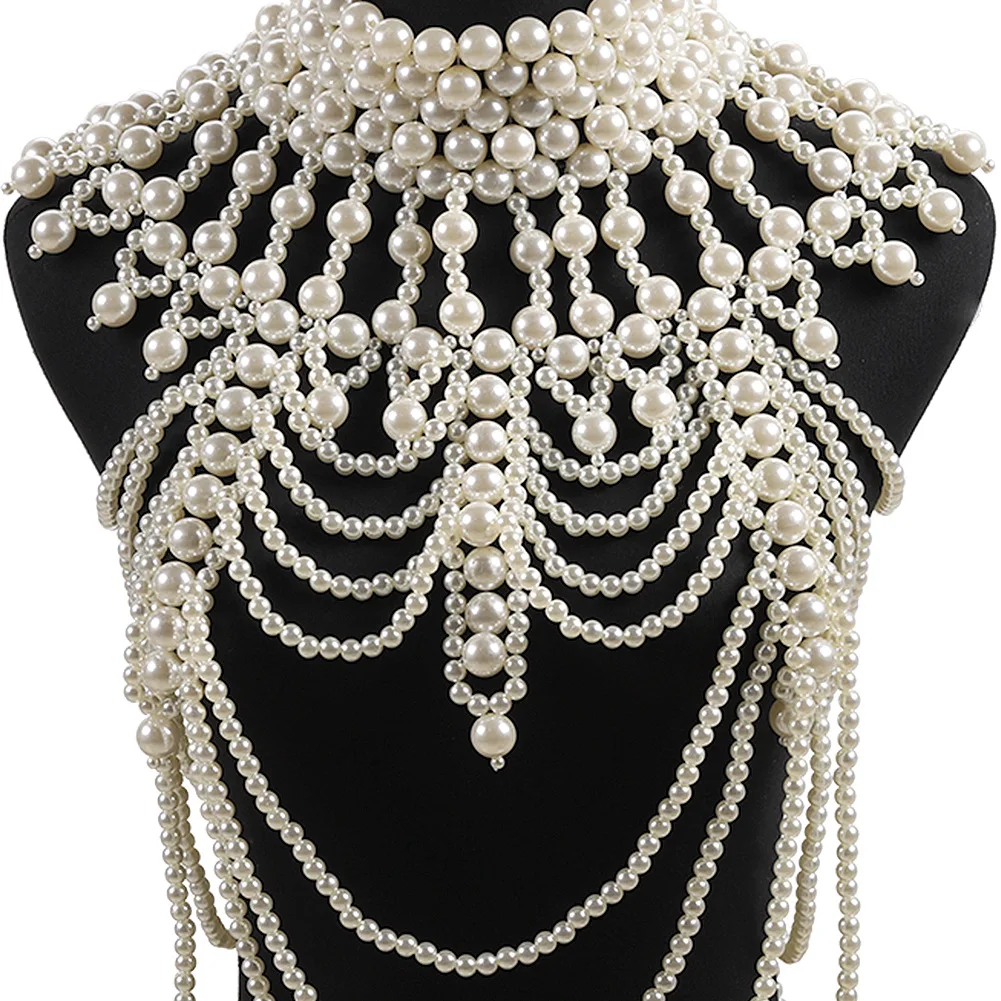 Pearl Necklace Choker Shoulder Chains 