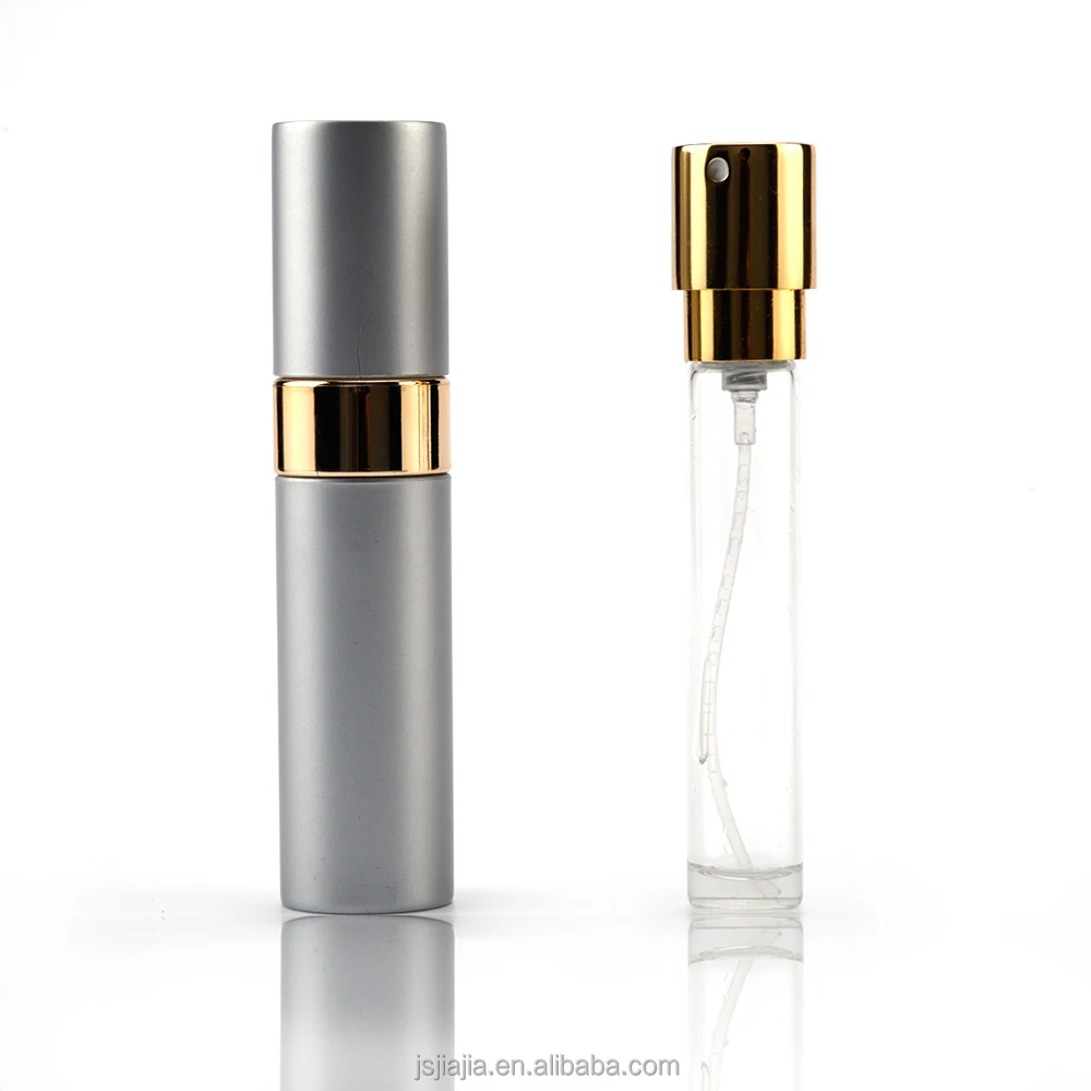 Glass Bottle Transparent 8ml Portable Torsion Perfume Aluminium Tip Transparent Glass Tube Separately Loaded Travel Spray Bottle Clear Detachable Perfume
