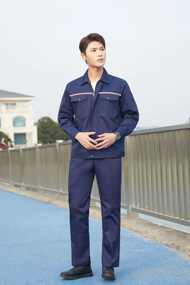 Custom men thin long short-sleeved site workshop labor protection work clothing set