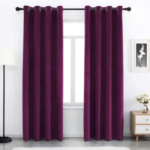 100% Polyester Blackout Grommets Bedroom Window Velvet Fabric Curtains for the Living Room Bedroom