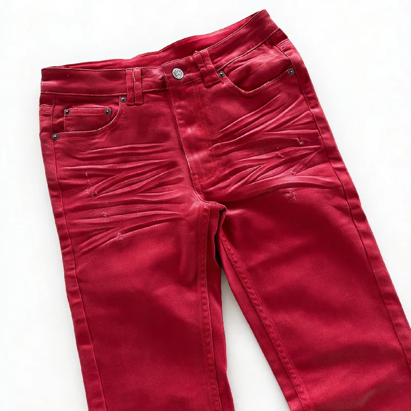 Salati Custom-designed Men's Red Regular-Fit Mid-Rise High-Street Style Jeans in Street-Style Vintage Washed Denim gallery 4