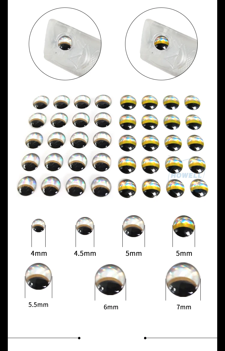 Oem 3d Fish Eyes Realistic Holographic Diy 3mm7mm 3d Simulation