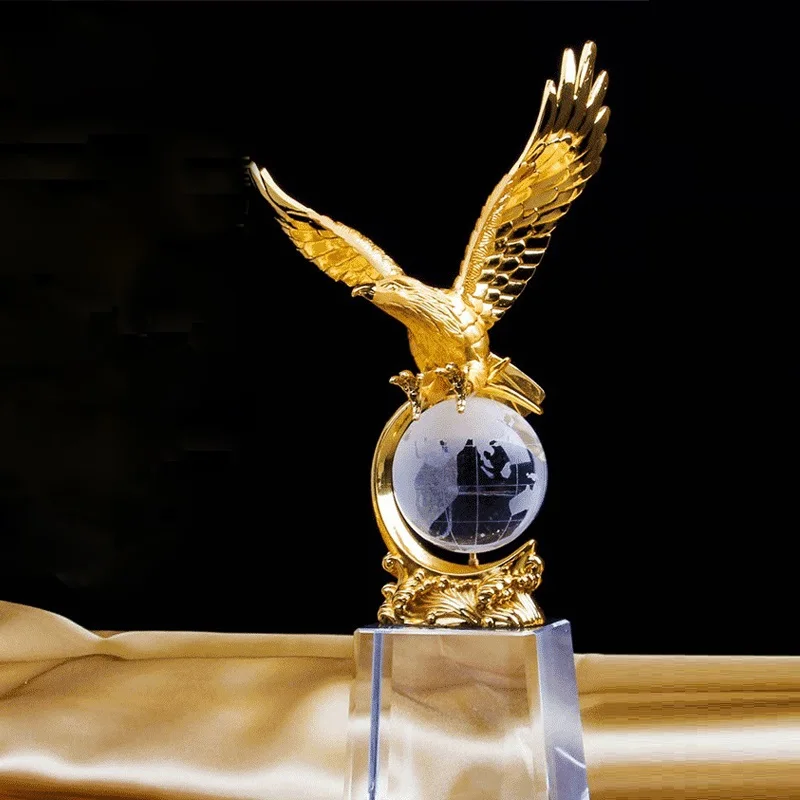 Wholesale Custom K9 Souvenirs  Crystal Trophy Gold Eagle Crystal Trophy