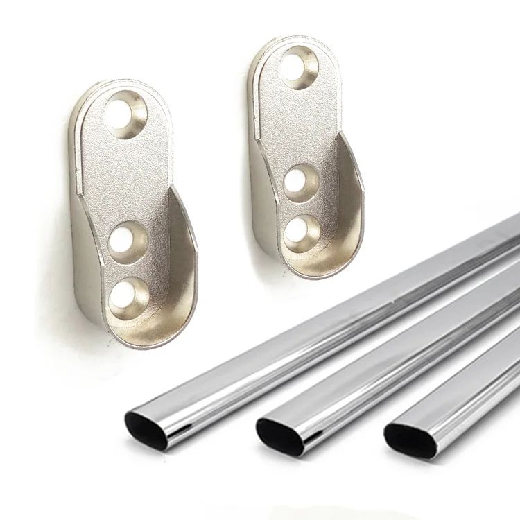 Wardrobe Accessories Clothes Oval Tube Pipe Rail Closet Pole Rod End