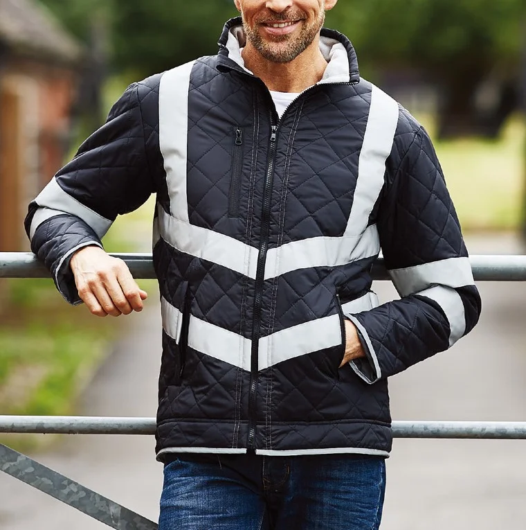 Custom reflective cotton coat Hi-Vis reflective safety jacket outdoor construction warm polar fleece