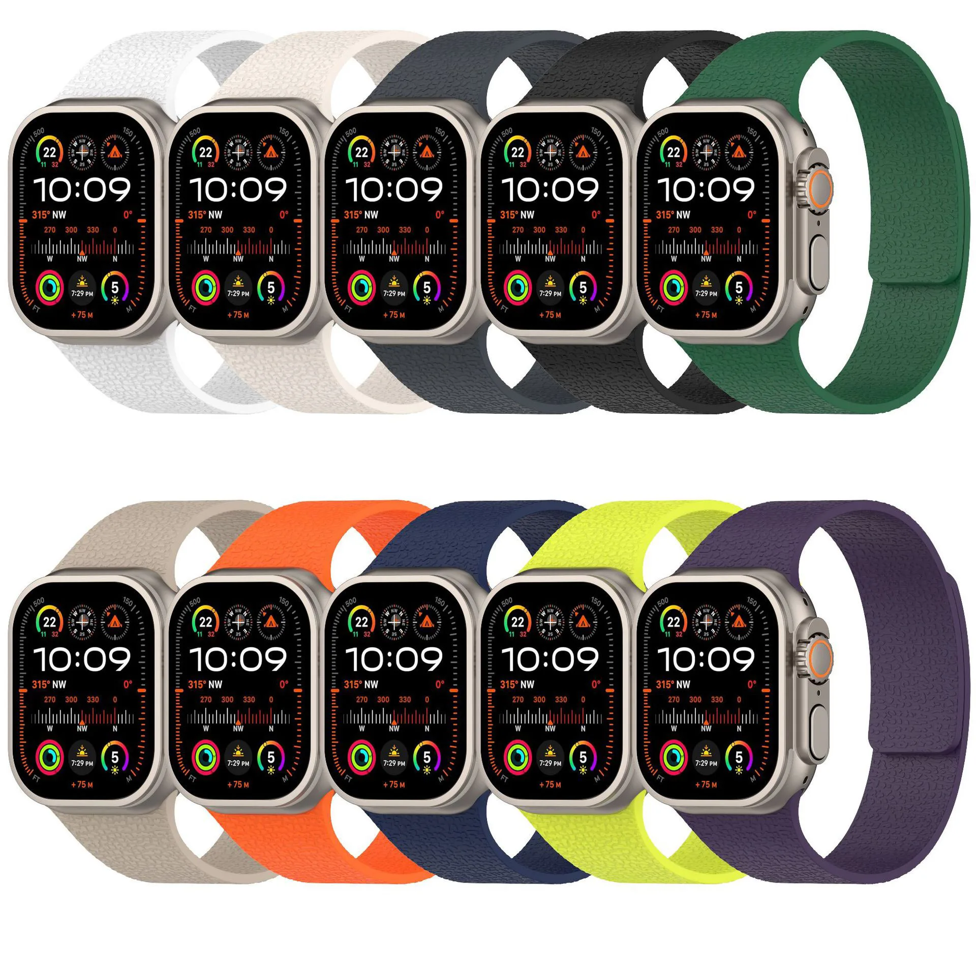 Tschick Luxury Litchi Pattern Silicone Magnetic Strap for Apple Watch 10 9 8 7 SE Sports Loop Wristband for IWatch 42 46 45 44MM
