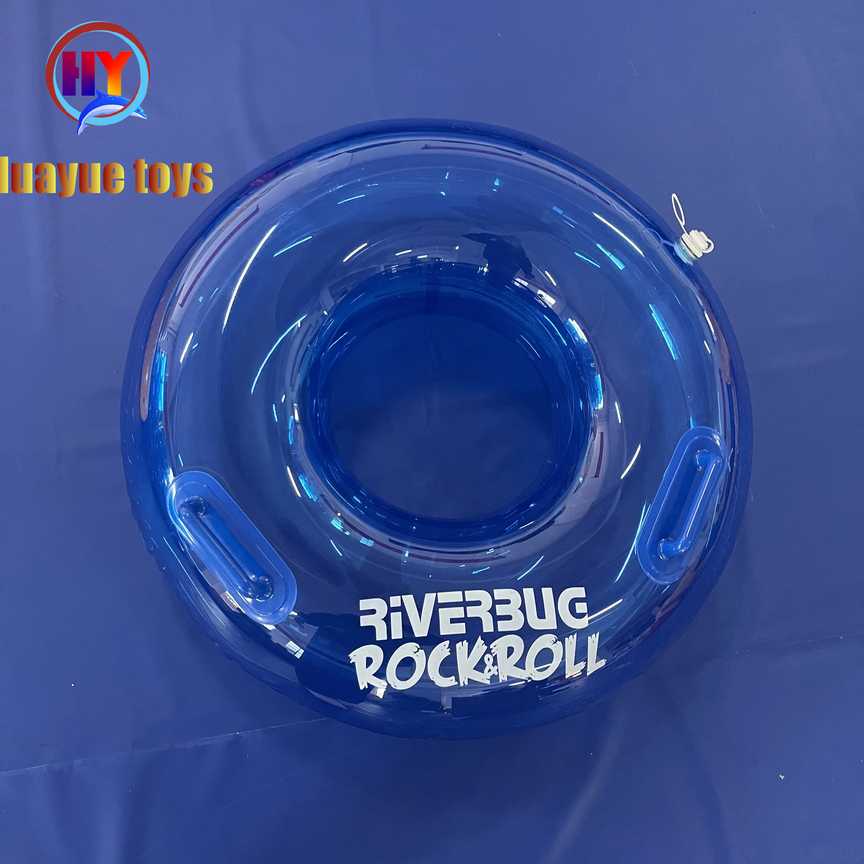 New Design Custom Logo Print Clear Wave Pool Float Lazy River Tube Water Park Blue Inflatable Pool Floating Raft Rider Floaters