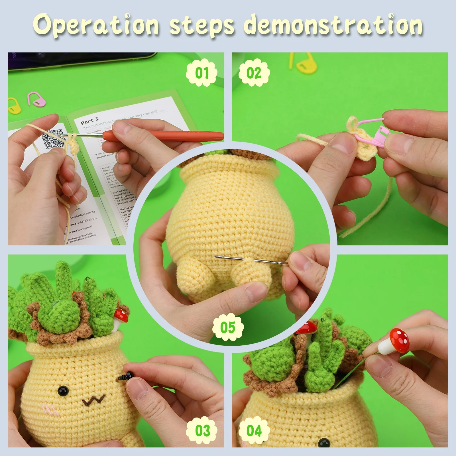 Halo azul tejido hilo de ganchillo hecho a mano DIY Material de