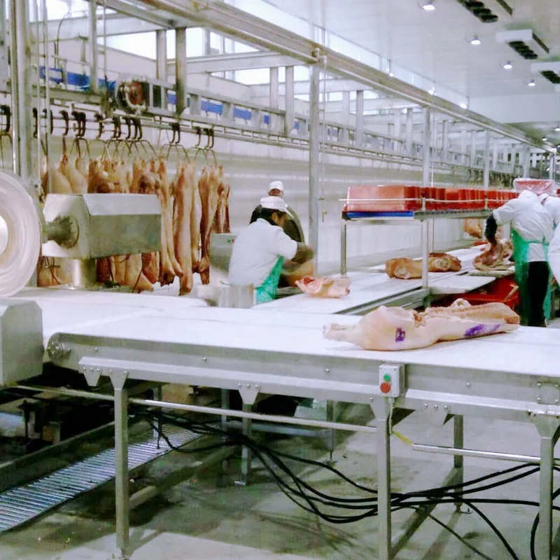 CE standard meat factory automatic meat and beef cutting and processing belt conveyor line