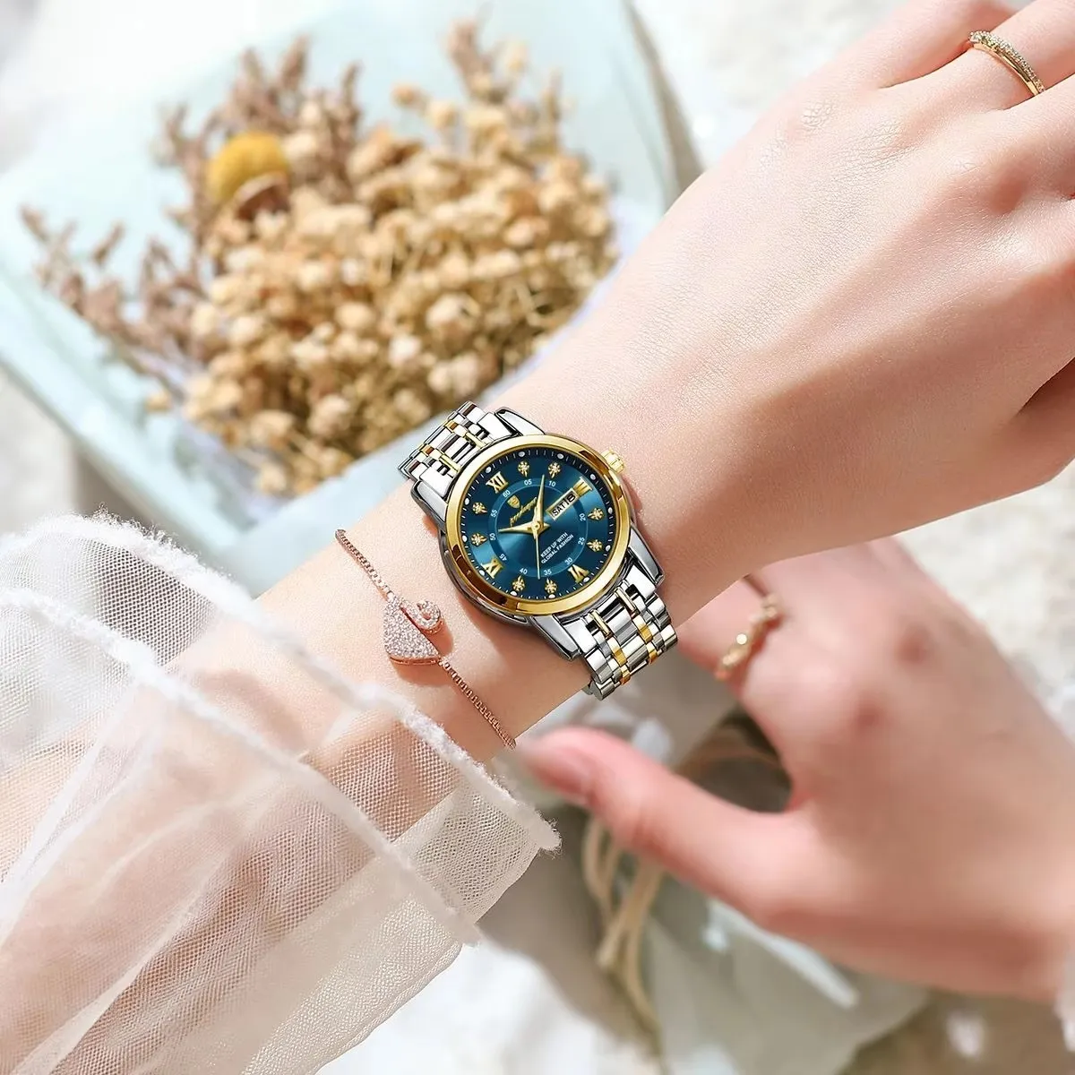 Women\'s Blue Silver Ceramic Diamond Chronograph Waterproof Casual Wrist Watch Certina DS Prime Women main image 2