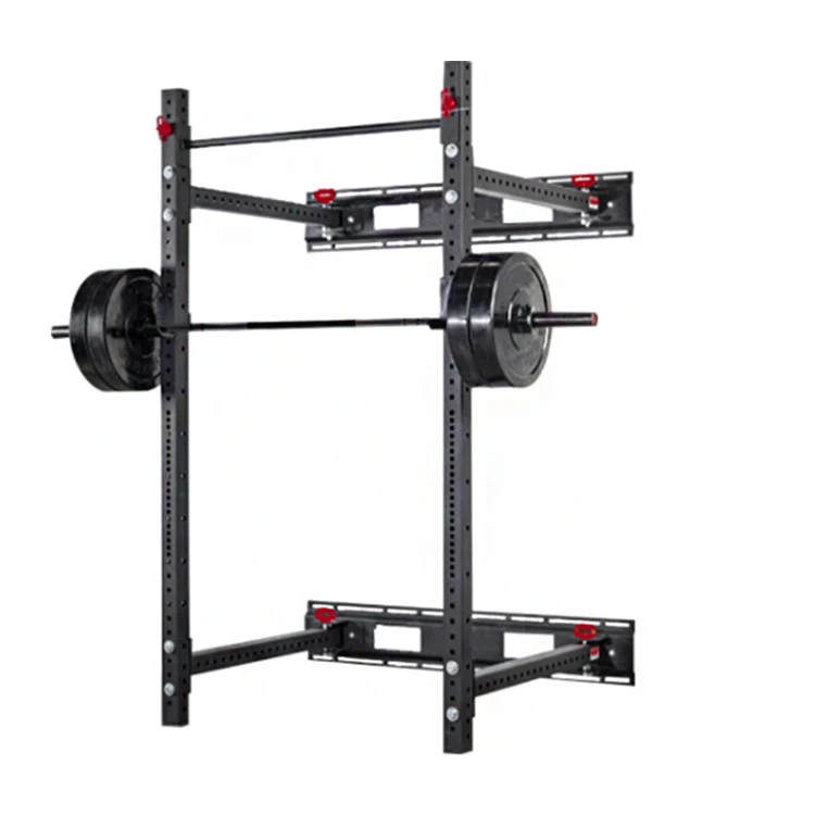 Fold Back Wall Mount Squat Rack Power Cage Squat Rack With Adjustable
