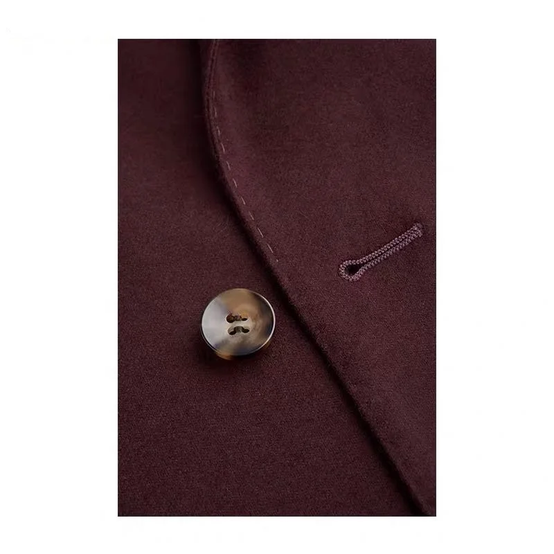 Mtm Made to Measure Custom Irregular Style Men Suit Handmade Burgundy Double Breasted Man Custom Suits