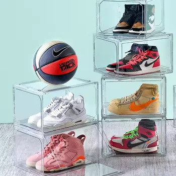 Clear Shoe Box Folding Acrylic Transparent Storage Box for Sneakers Clothing