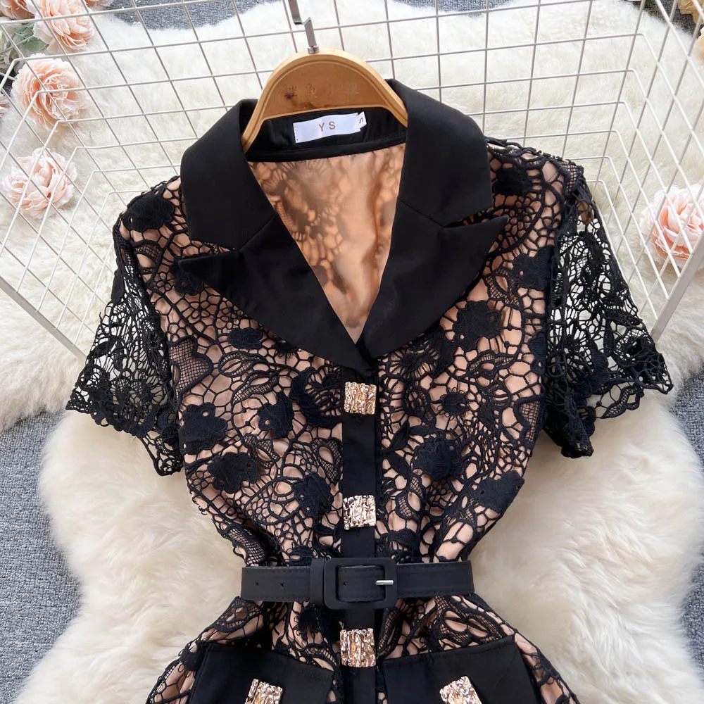 chinese dress ladies BORA AKSU Runway Lace And Tulle Wide Sleeve Ruffle Midi Dress Women main image 0