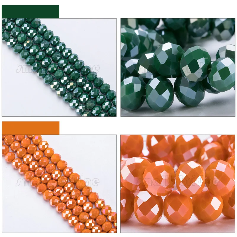 Factory Price 8MM Colorful Round Glass Crystal Rondelle Beads Wholesale details