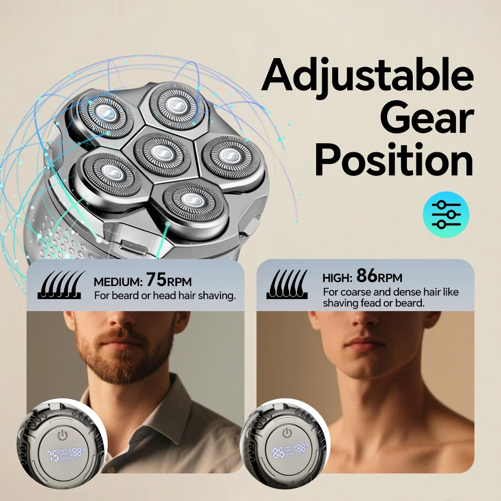 Type-C Charging Electric Shaver Six Blade Floating Razor Stainless Blades Rotary Rotating Shaving Machine for Household RV Hotel manufacture