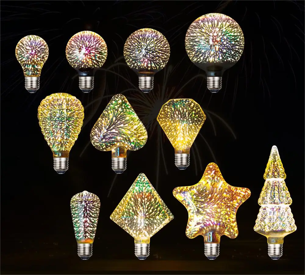 ☺︎　新品　FIMO bulbs デザイナーズライト　12個セット LED Infinity 3D Fireworks Light Bulb ST64 A60 G80 G95 G125
