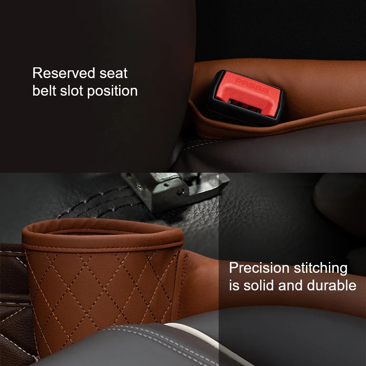 2PCS Universal PU Leather Car Seat Gap Filler Spacer Auto Blocker Pad Organizer