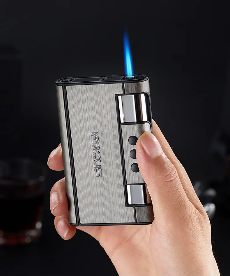 focus cigarette Focus Automatic Cigarette with Lighter Creative Windproof Ultra-thin Men's  Cigarette Box Manufacturers Wholesale Direct Sales
