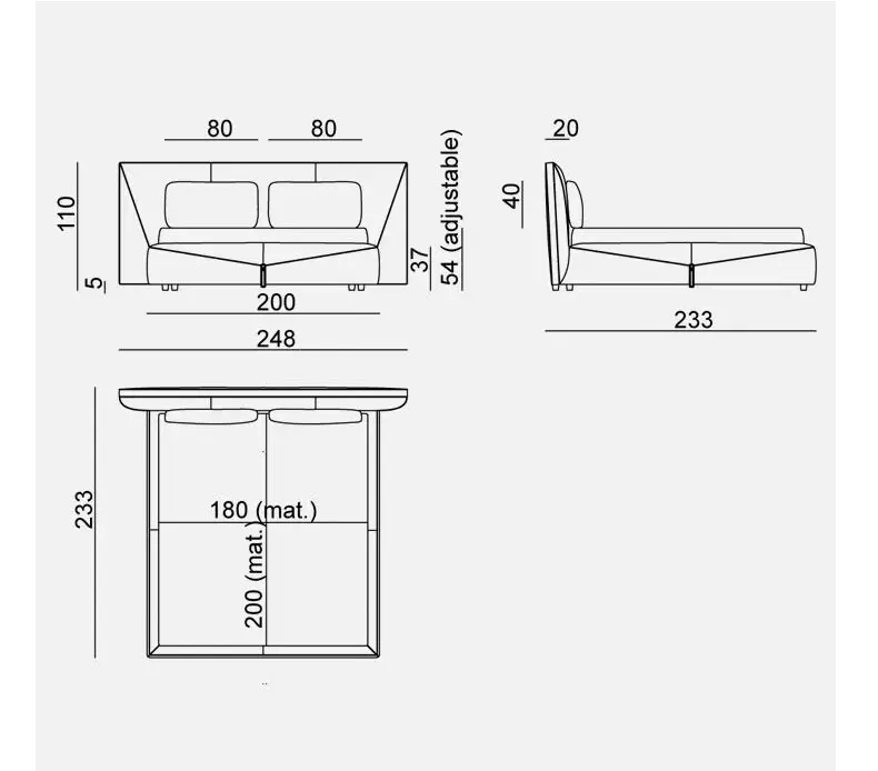 Luxury Italian Modern Standard Panel Bed Customize Upholstered Leather Headboard Queen Low Profile Bed Head