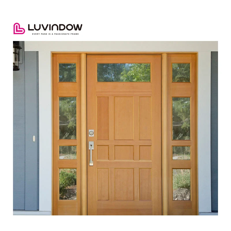 Luvindow Factory Directly Thermal Break Low-E Powder Coated Black Solid Wood Entry Front Doors