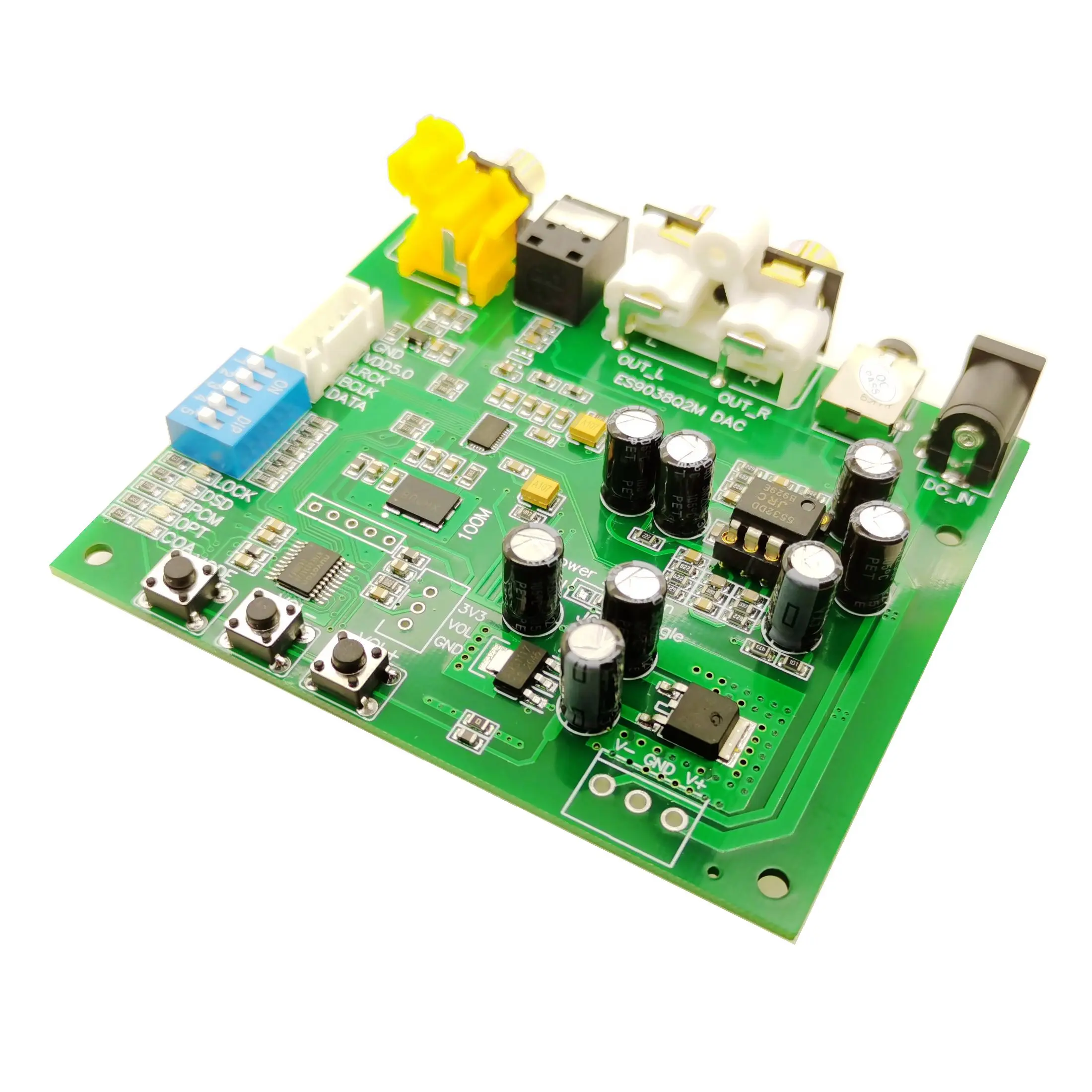 Taidacent I2S IIS DSD DOP Coaxial Fiber SPDIF Digital Audio DAC Decoder  Board ES9038Q2M