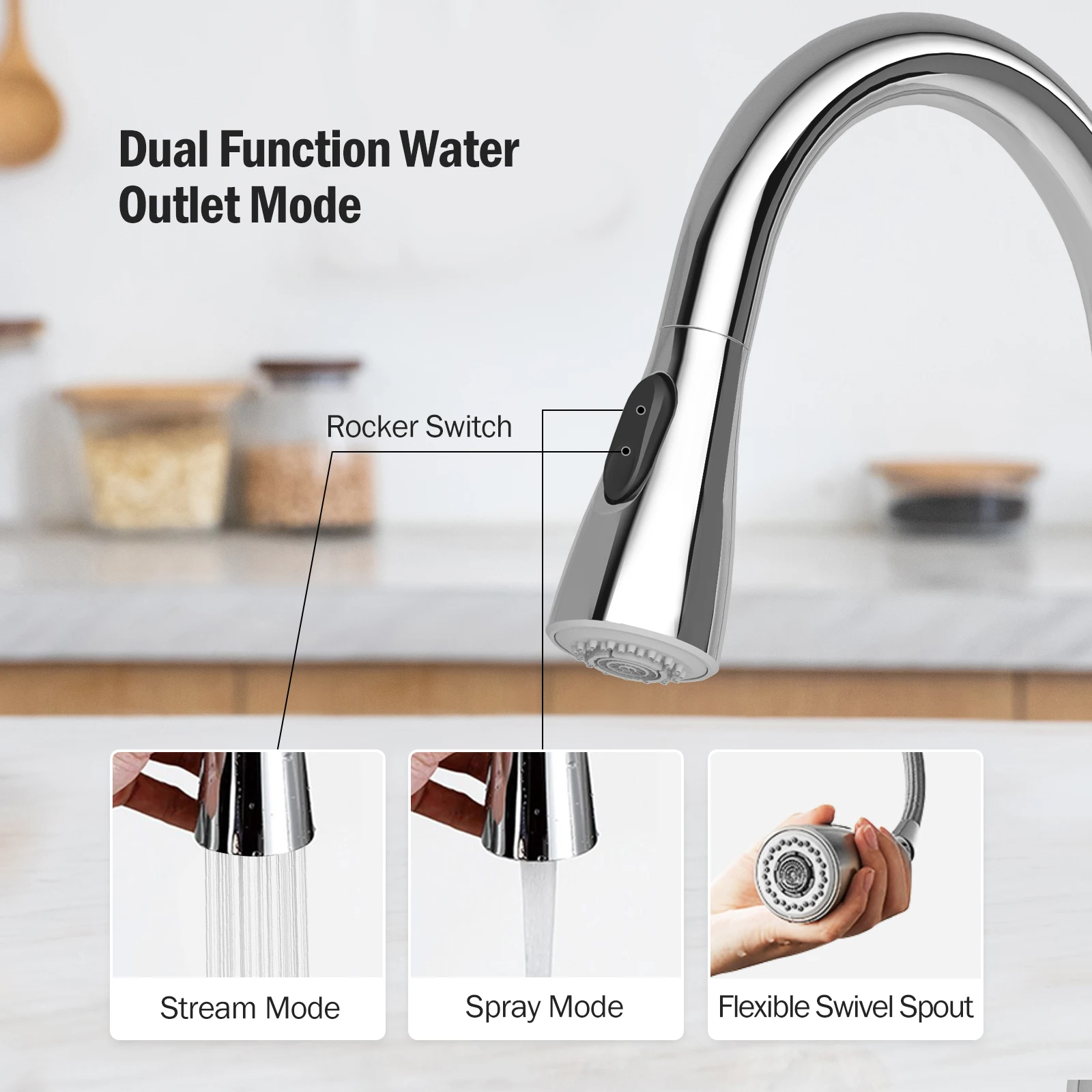 JOMOO Pull-Out Spray Kitchen Sink Faucet - High Quality