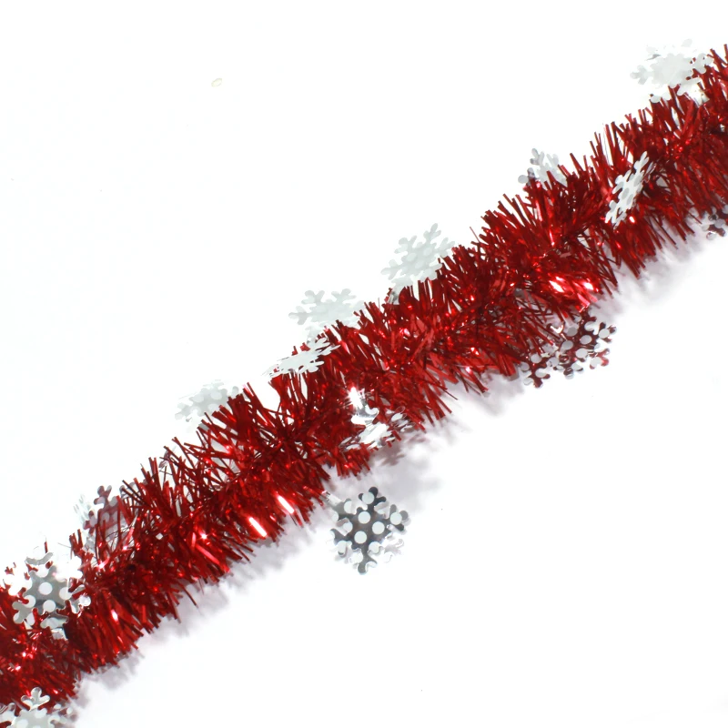 Oem New Design Christmas Tinsel Decoration Snow Wired Garland Christmas