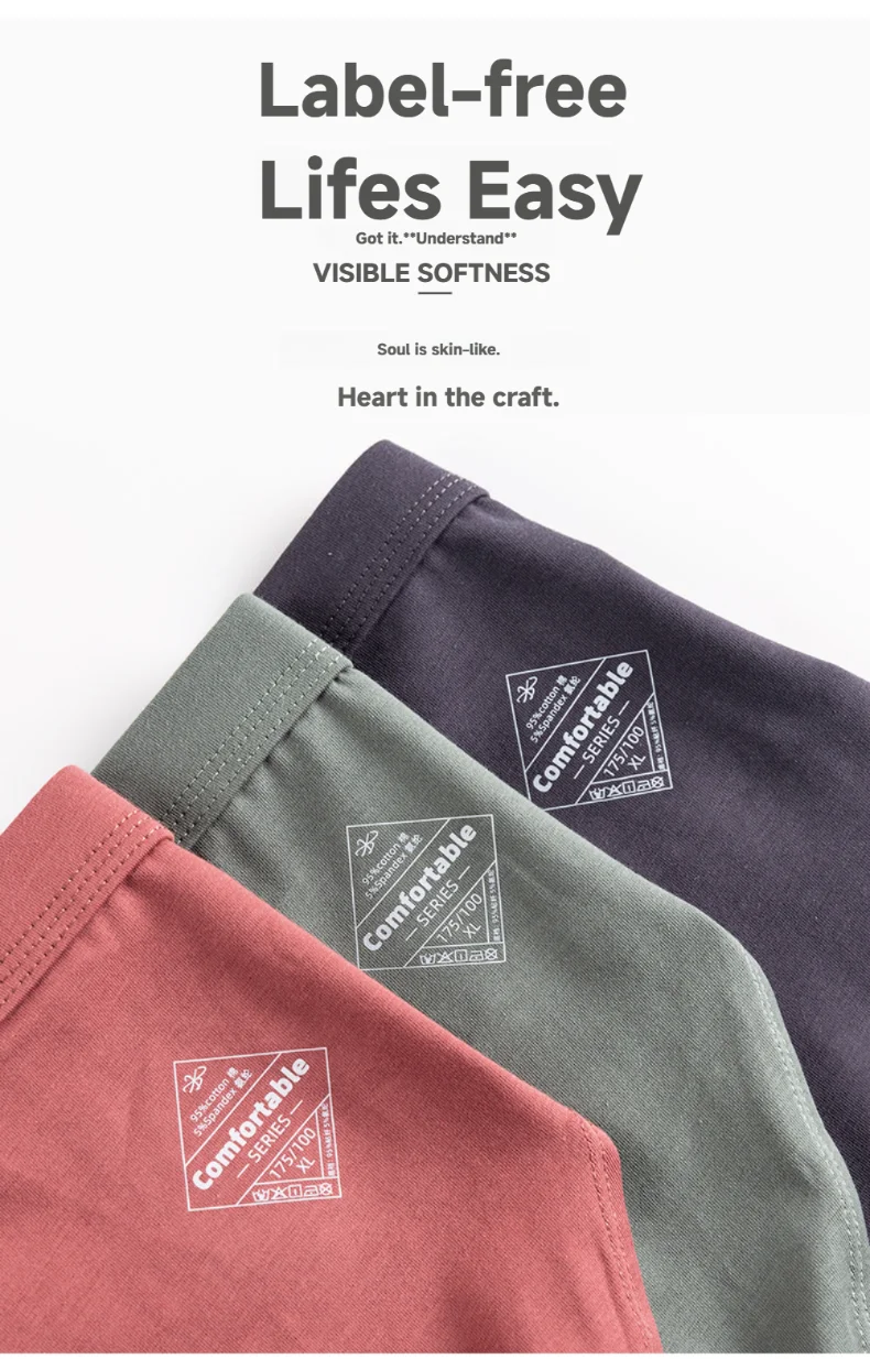 New Arrival Men's Underwear Breathable  Antibacterial Cotton Men's Boxer Briefs Cotton Men's Underpants Custom OEM Supplier