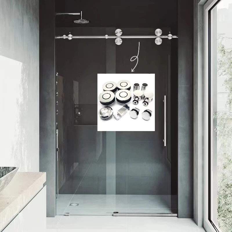 Frameless Sliding Doors Hardware Glass Sliding System Fitting Shower