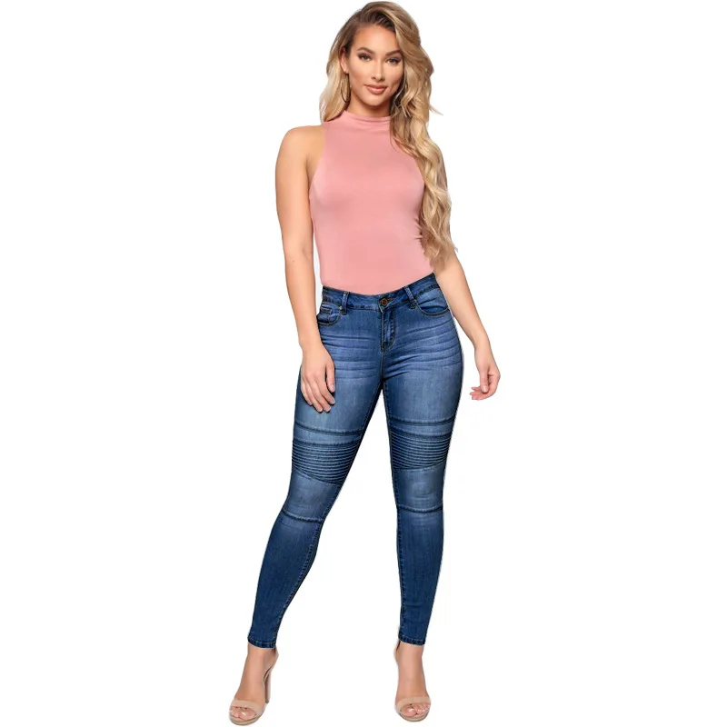 Womens High Waisted Stretchy Skinny Jeans Ladies Denim Look Jeggings Pants 