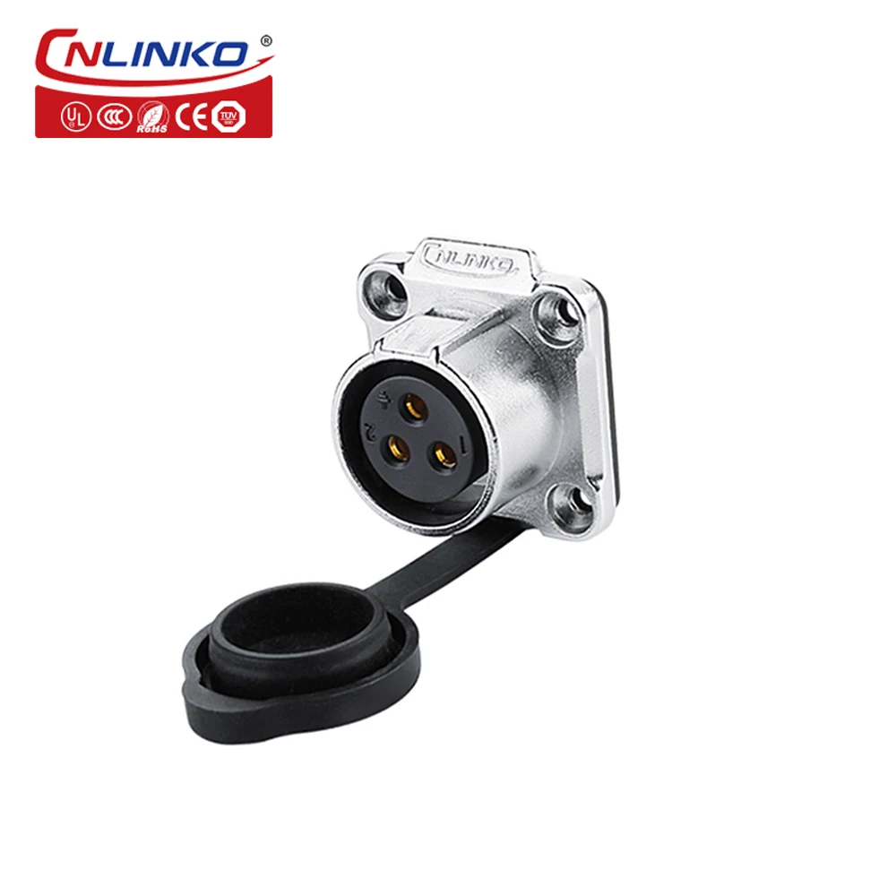 CNLINKO LP20 3 Pin Circular Panel Mount Industrial Connector Electrical 3pin Waterproof Power Connector