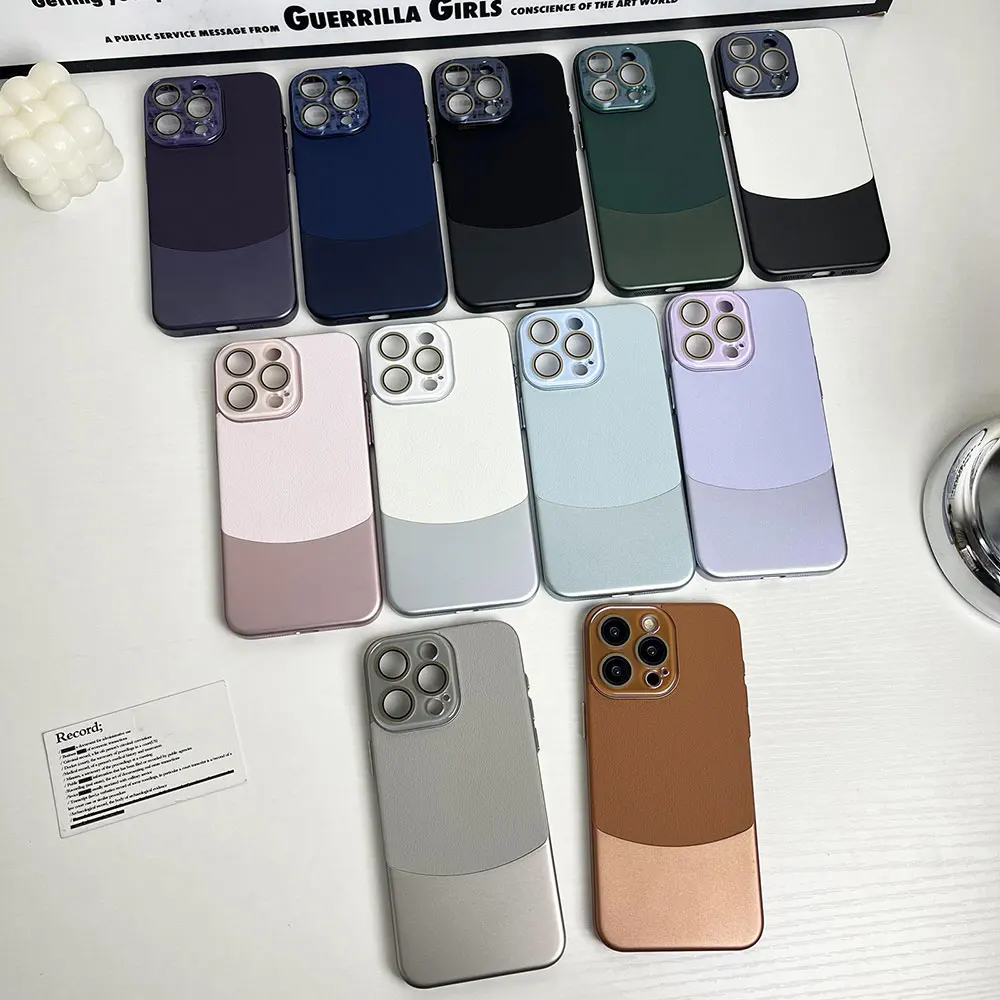 Leather Mobile Phone Cover For Iphone 15 14 13 12 11 Xr Xs Max Pro Plus Crystal Lens Simple Luxury Anti Drop Case Sjk436 Laudtec factory