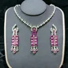 Red necklace earrings set*220