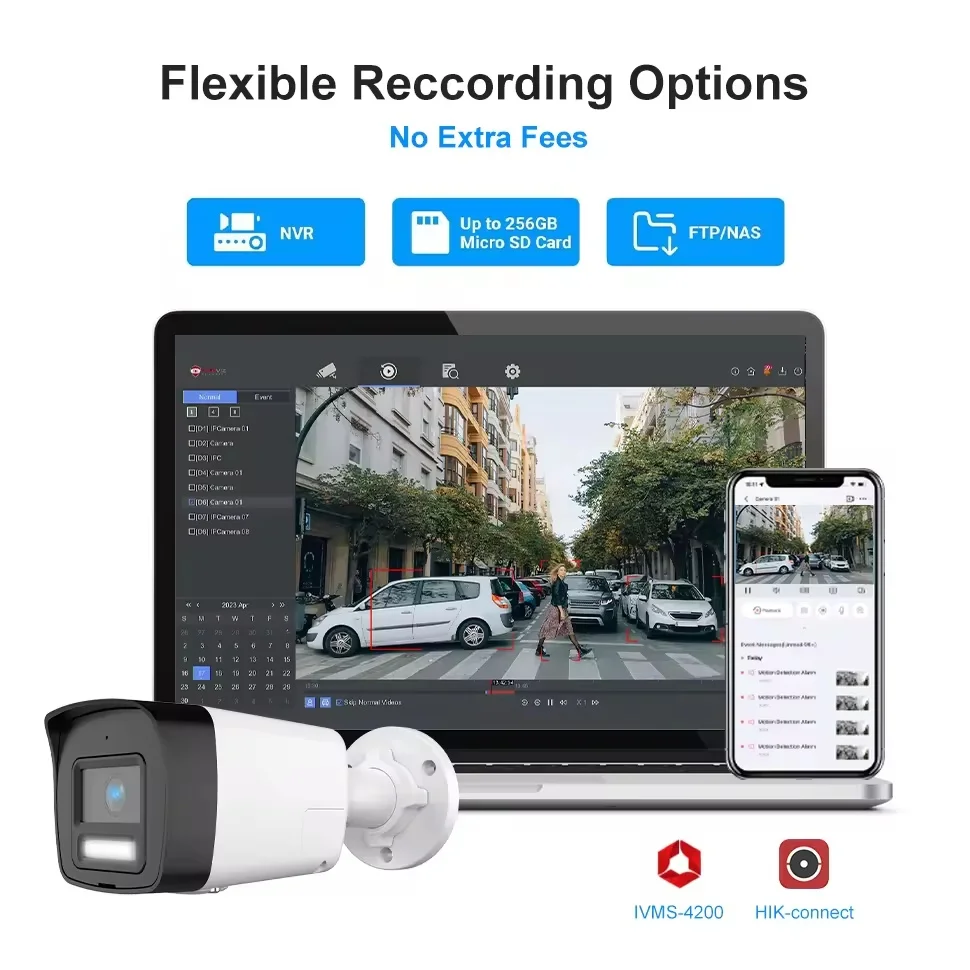 8MP IP摄像机POE子弹户外安全摄像机闭路电视双光报警人/车辆检测Poe IP摄像机