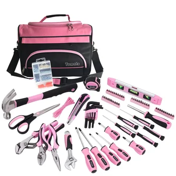 Pink Tool Set, 220-Piece Lady's Home Repairing Tool Kit with Storage Tool Bag