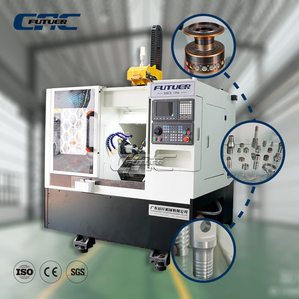 High Accuracy CNC Turning Center Heavy Duty Slant Bed Lathe with Dual Spindle Hydraulic Tailstock and Safety Guard Cover