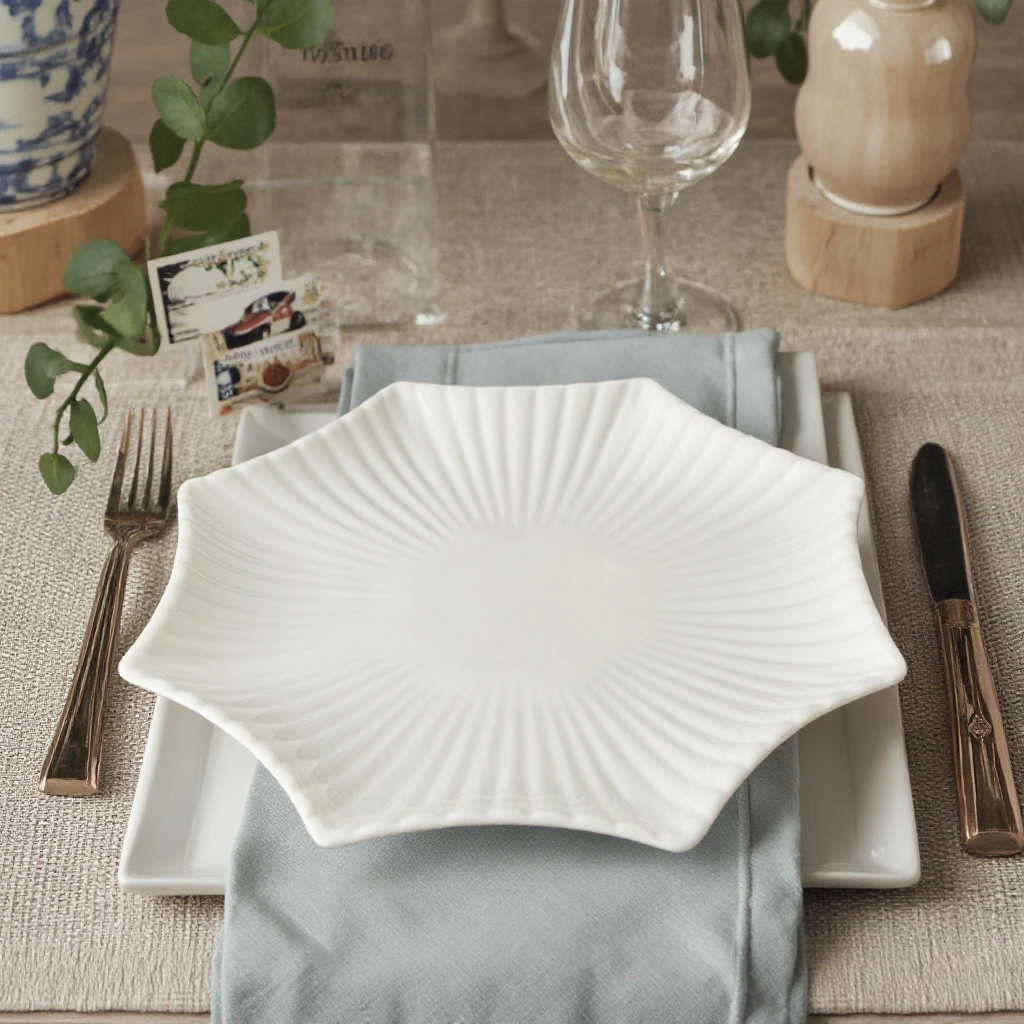 2024 Modern Unique White Ceramic Tableware Starfish Shaped Serving Plates with Octagon Design for Wedding Home Decorative