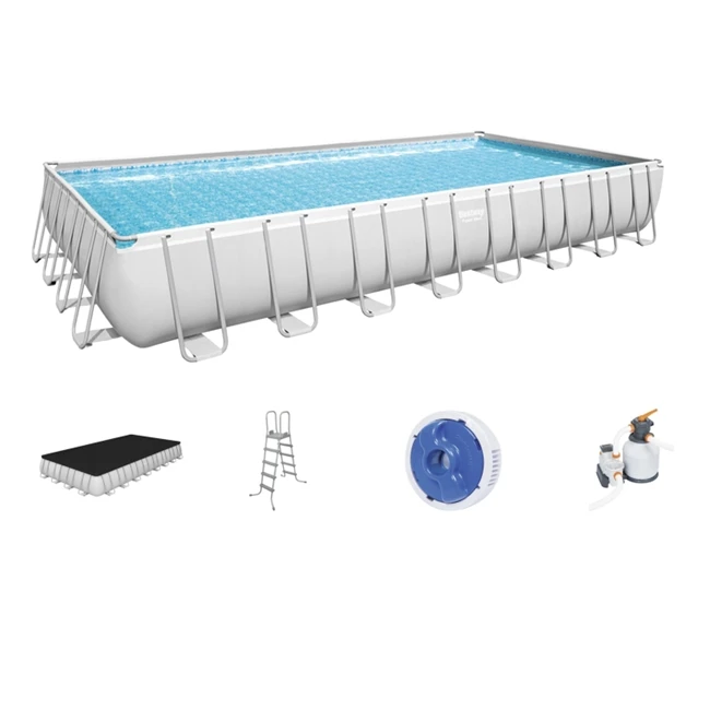 Bestway 56479 Rectangular Frame Above Ground Swimming Pool Set Garden Family Party Adult Pool