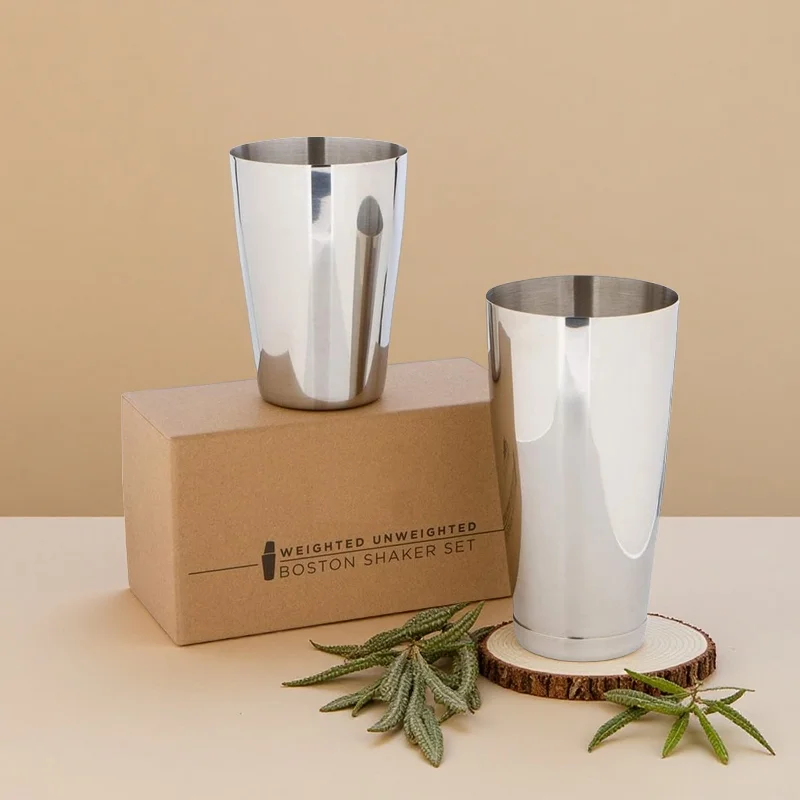 2 Pieces Stainless Steel 350ml 550ml 750ml 850ml Weighted Boston Shaker with Custom Logo and Color